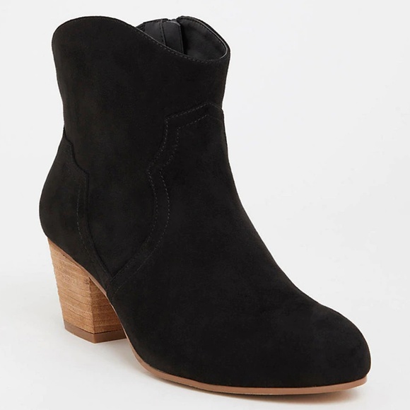 torrid Shoes - Torrid 12 W Boots Western Black Faux Suede Cowboy